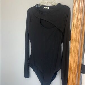 Black Cutout Long Sleeve Bodysuit